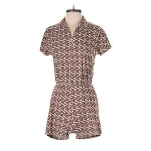 Dandy Del Mar Terryknit Short Sleeve Brown Printed Romper M